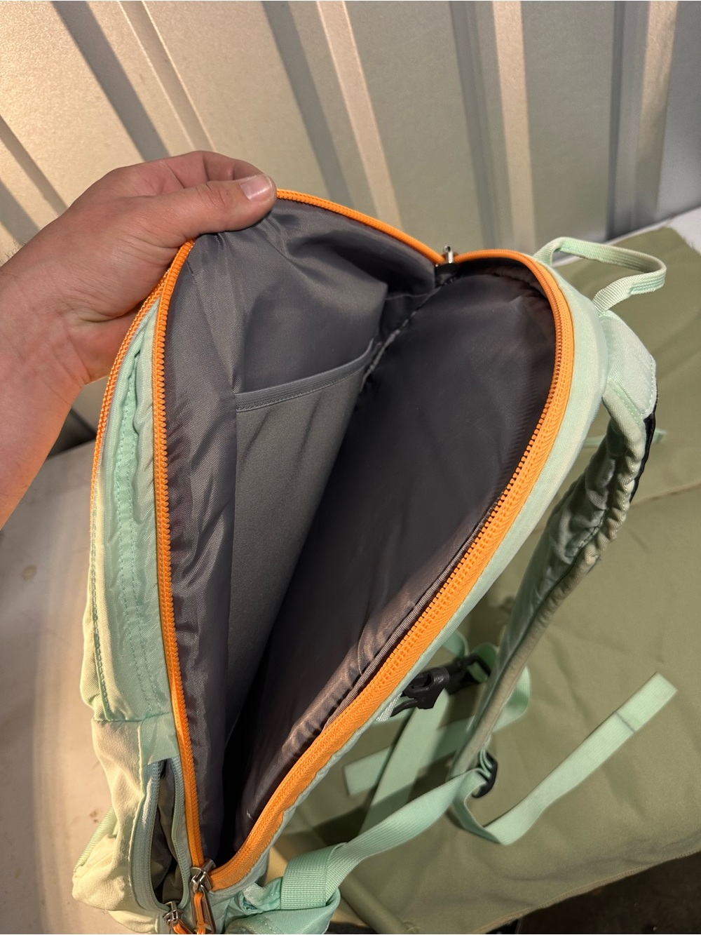 The North Face Surge II Backpack Mint Green Orange Laptop Bag - Picture 7 of 13